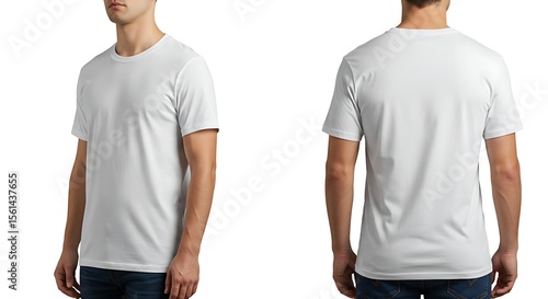 Blank White T-Shirt Mockup Front and Back Views for Design Presentation