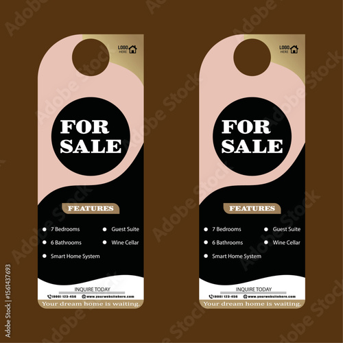 Elegant Real Estate Door Hanger Template for Property Sale
