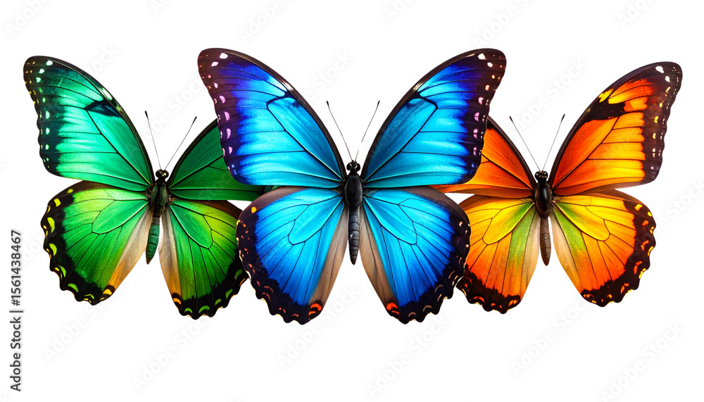 Obraz premium Set of colorful butterflies isolated on white background