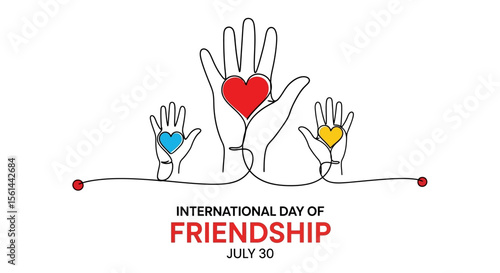 International Friendship Day Line Art Hands Holding Hearts