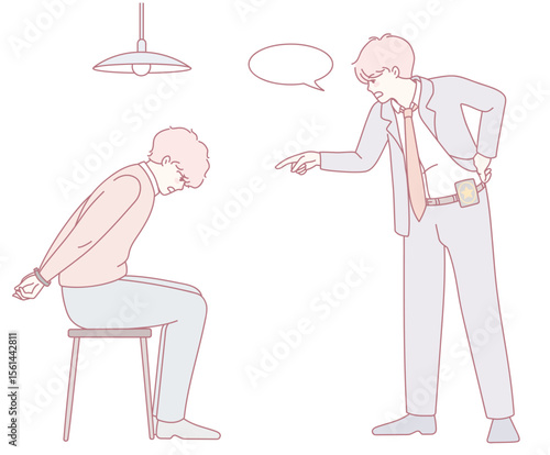 A highly tense scene of an intense interrogation that highlights the complex power dynamics and conflict involved