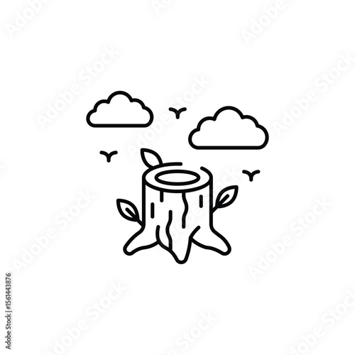 Tree Stump icon design with white background stock illustration