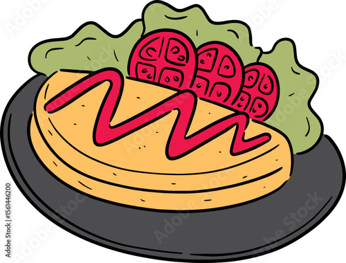 Illustration of omelette rice
