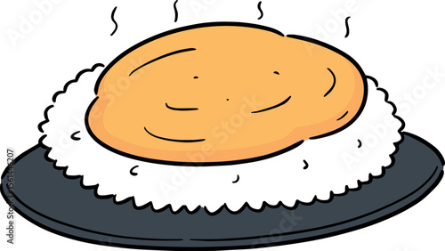 Illustration of omelette rice
