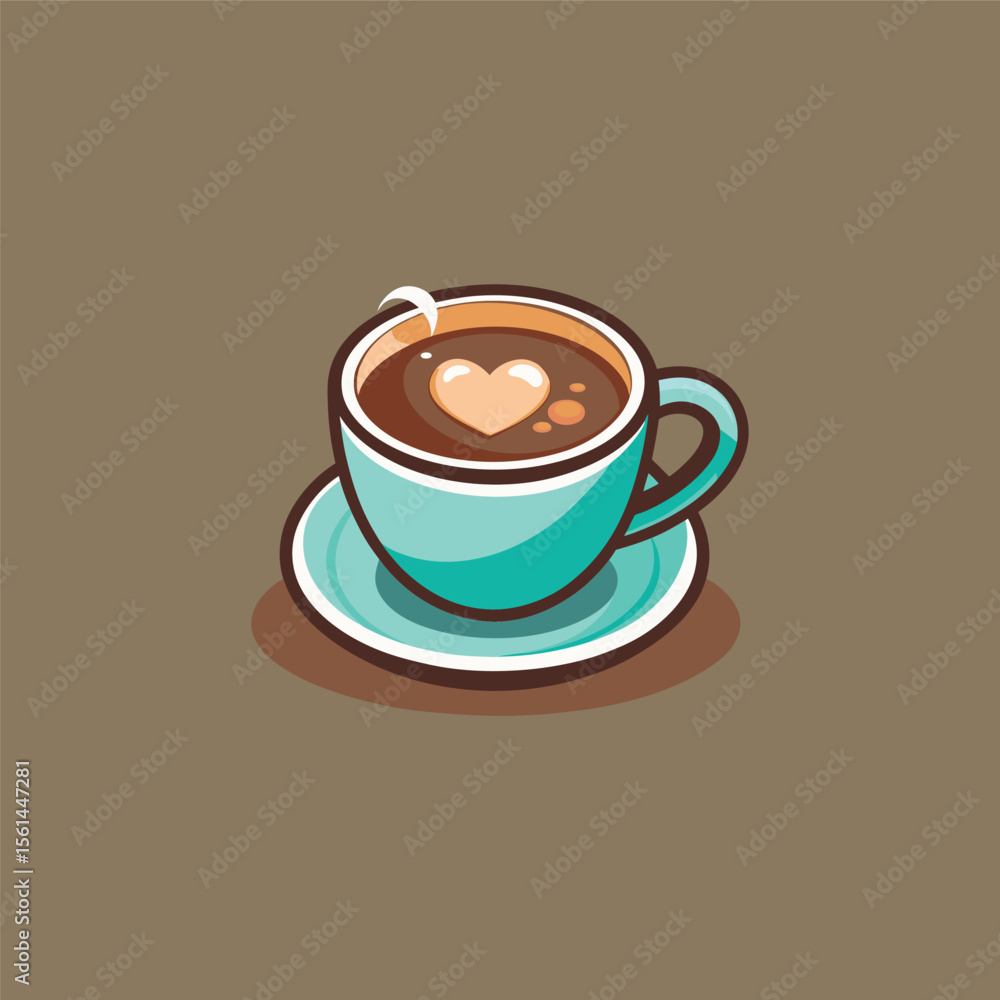 Obraz premium A cup of coffee with a heart on the top