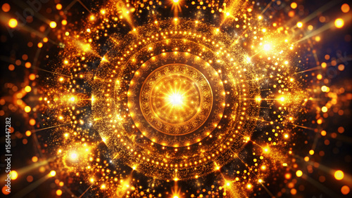 輝くゴールドの放射_抽象背景	