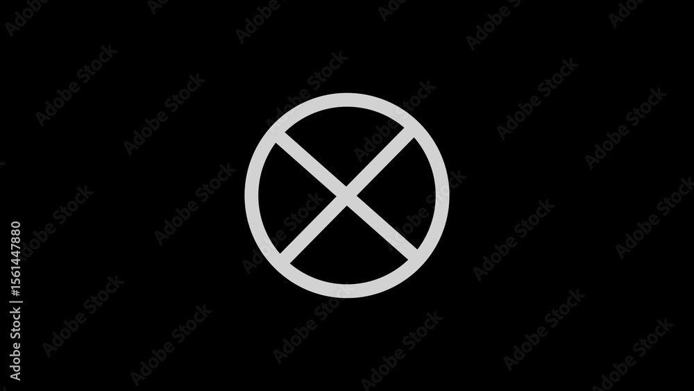 White Circle with X Symbol on Black Background prohibition White Circle with X Symbol on Black Background prohibition