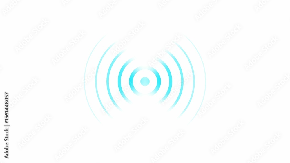 Blue Concentric Circles on White Background Representing Signal or Wave Blue Concentric Circles on White Background Representing Signal or Wave