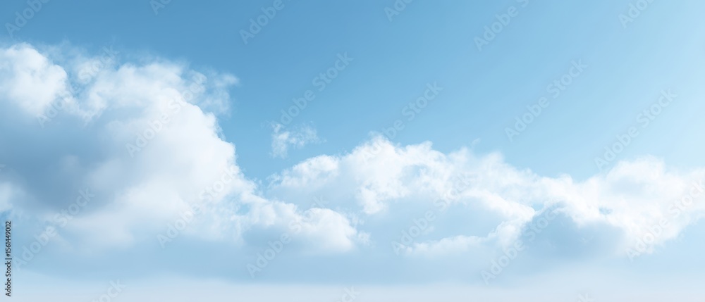 Fototapeta premium The serene clouds floating gently across a bright blue sky