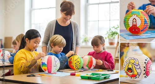 Kids Crafts Fun Classroom Activity - Creating Colorful Paper Lanterns