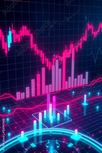 Neon Stock Market Chart Financial Data Visualization