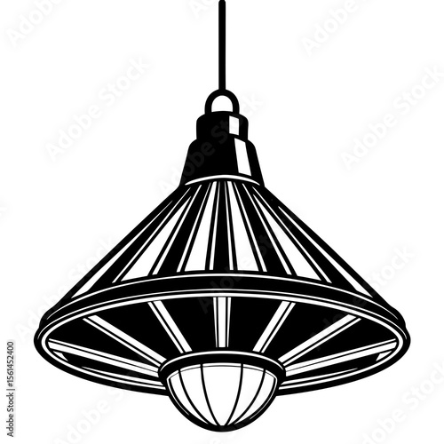 Retro industrial pendant light fixture with a wide cone shade and glass bulb cover