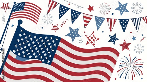 patriotic background for usa independence, veterans, and labor day national holidays