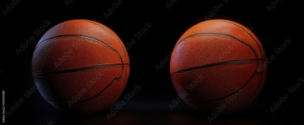 Obraz premium The two basketballs positioned elegantly on a dark background.