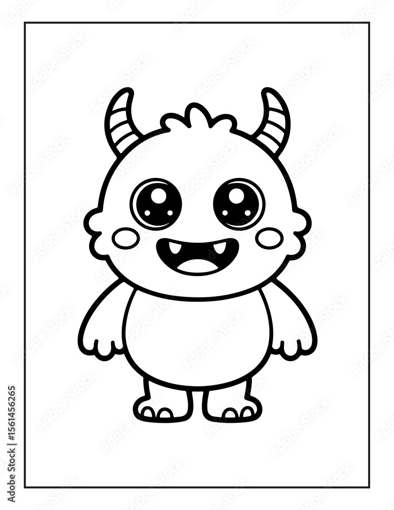 Fototapeta premium Adorable Simple Art Coloring Book for Kids and Adults.