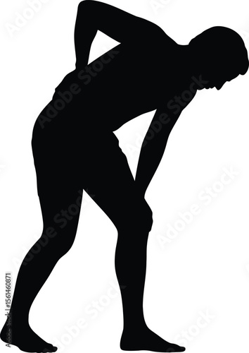 Man with Back Pain Silhouette Vector Illustration