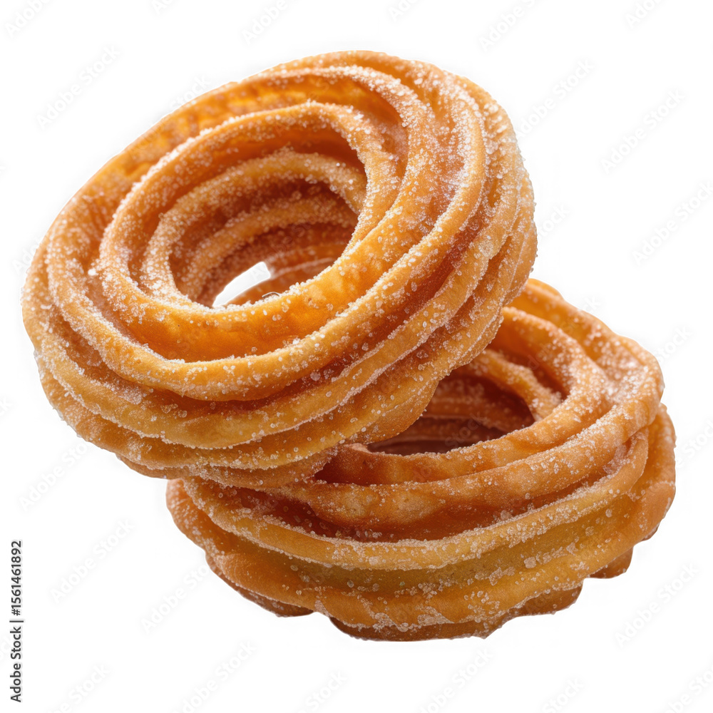 Fototapeta premium Two delicious churros with sugar coating isolated on transparent background