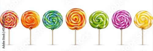 colorful lollipops isolated on white background. Sweet Banner Food