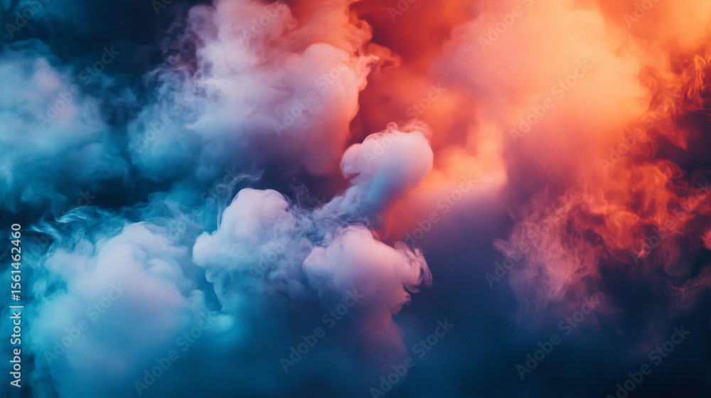 Naklejka premium Abstract colorful smoke cloud on a dark background.