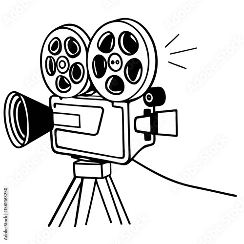 Vintage Movie Camera Film Vector Illustration Cinema Art