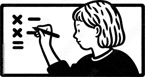 Child solving math on blackboard with chalk drawing effect for educational design