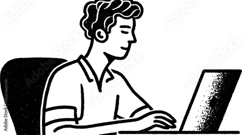 Focused coder sketch working on laptop in quiet setting for creative design projects