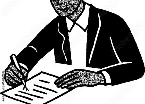 Financial advisor explaining credit terms in detailed sketch design