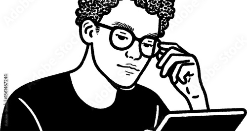 Digital artist engrossed in stylus work