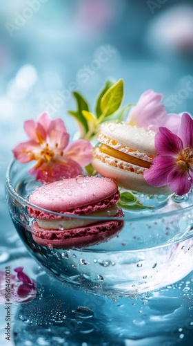 Wallpaper Mural A cake with chocolate, strawberries, and macarons. Colorful macarons. Beautiful macarons. Macarons on an elegant cake. Delicious desserts and confectionery products. Copy space area Torontodigital.ca