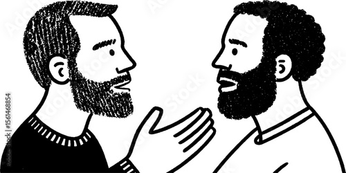Business negotiation concept with founder discussing equity terms in black and white sketch