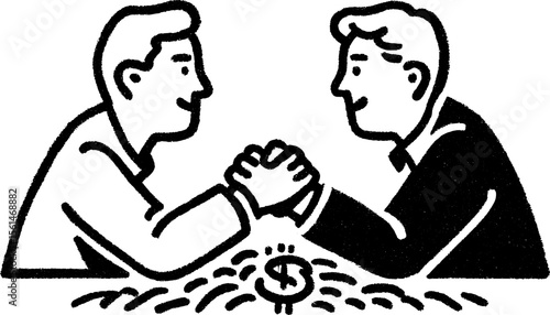 Business negotiation concept with founder and investor discussing equity