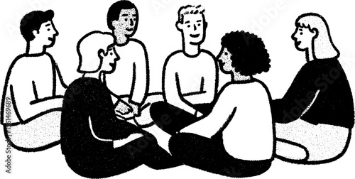Group of friends sitting in a circle – social connection and togetherness