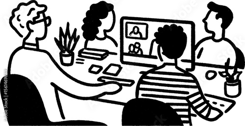 Collaborative hybrid workspace with virtual meeting participation concept