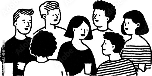 Diverse team gathering in casual setting sketch for collaborative design