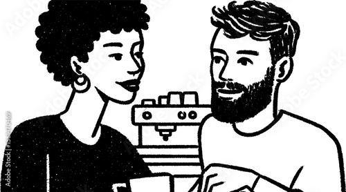 Casual office chat over coffee - relaxed workplace interaction concept