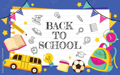 Back to school template banner vector background
