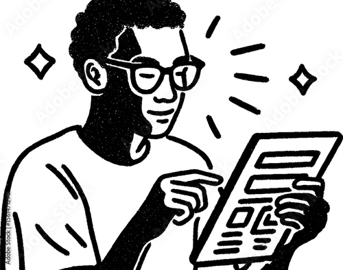 Creative website prototyping and design sketch with enthusiastic person