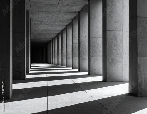 Graphic Abstract of Brutalist Architecture: A Monochrome Study of Lines and Shadows.