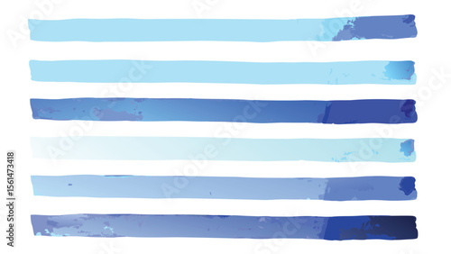 Watercolor stripes in shades of blue ranging from light to dark on a white background art piece