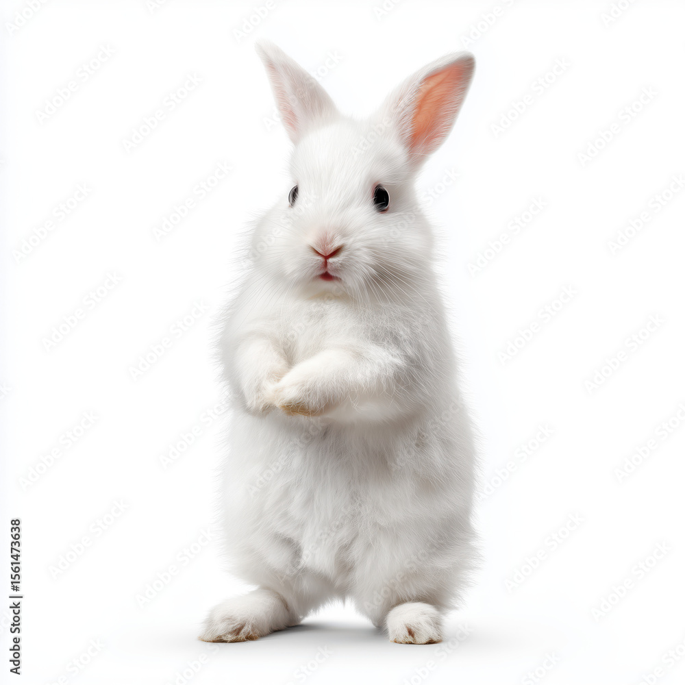 Fototapeta premium Adorable White Baby Bunny , PNG isolated cut out image