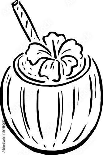 Coconut Cocktail Sketch for Summer Cafe Branding