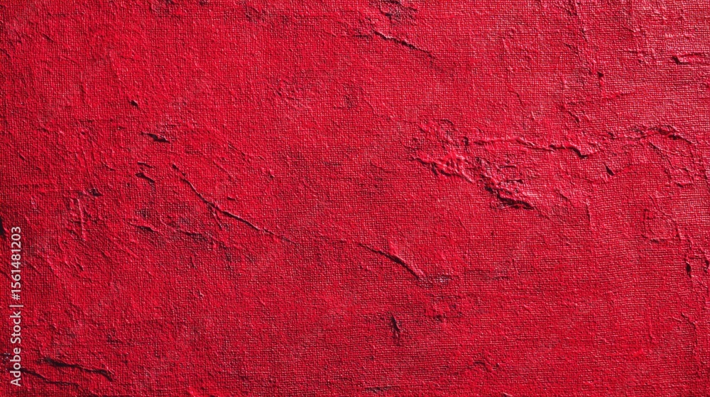 Obraz premium Vibrant Red Textured Wall Surface with Cracks and Rough Finish for Background.