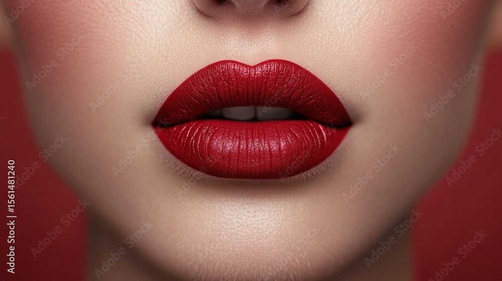 Red lipstick close-up. AI. Red lipstick close-up. AI.