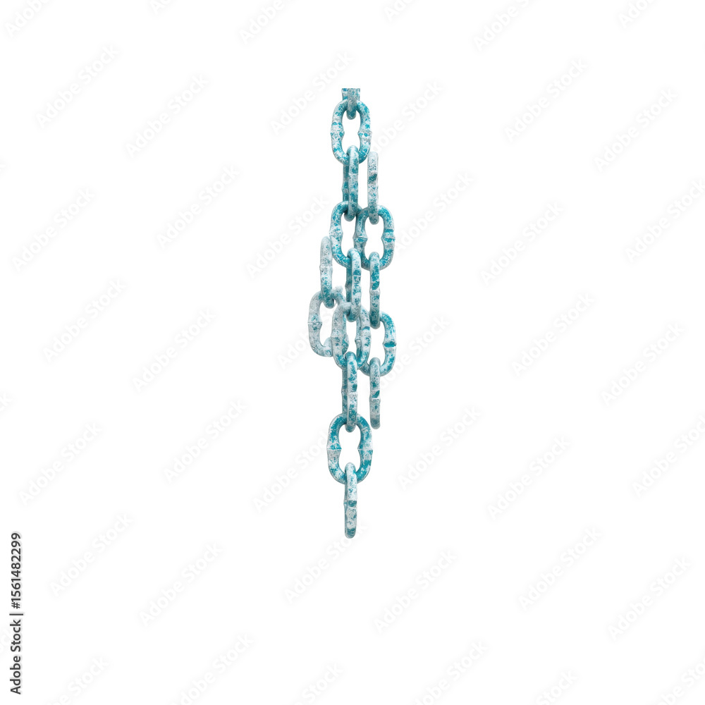 Fototapeta premium Abstract Teal and White Chain Links Hanging Down