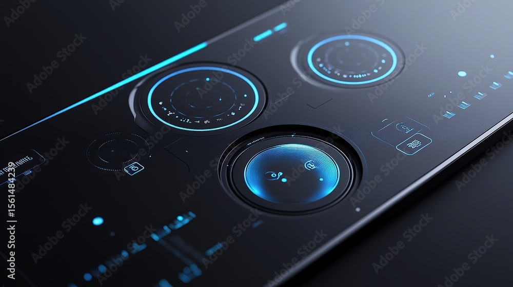 Fototapeta premium Sleek Futuristic Smart Device Interface with Circular Touch Controls