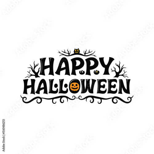 Happy Halloween party  emblem 1+ Million Halloween Vector    Art, Icons,  banner and Graphics for