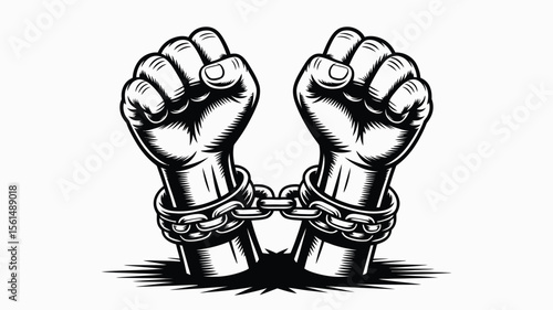 Chained Hands in a Fist Graphic Design