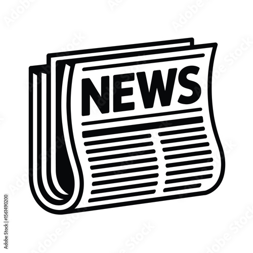 Folded Newspaper Icon Black and White News