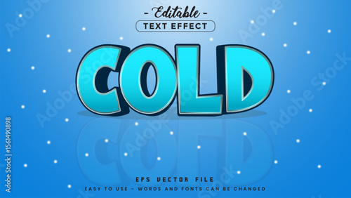Blue cold text, editable text effect.