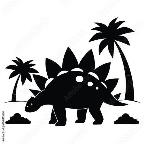 Detailed illustration of a stegosaurus dinosaur in vibrant cmyk colors